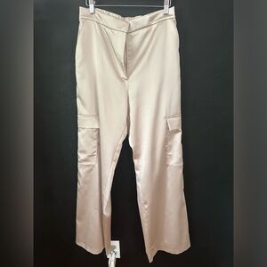 NWT Zara satin effect cargo gold size L